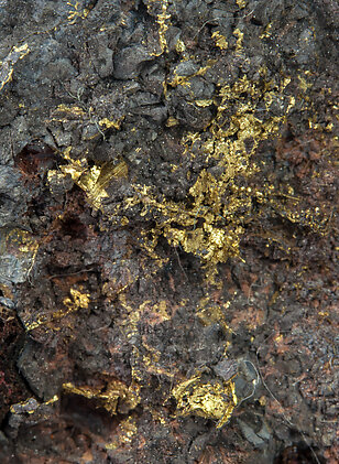 Gold (variety electrum) with Erythrite. 