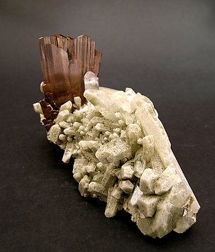 Brookite on Quartz with inclusions. Front